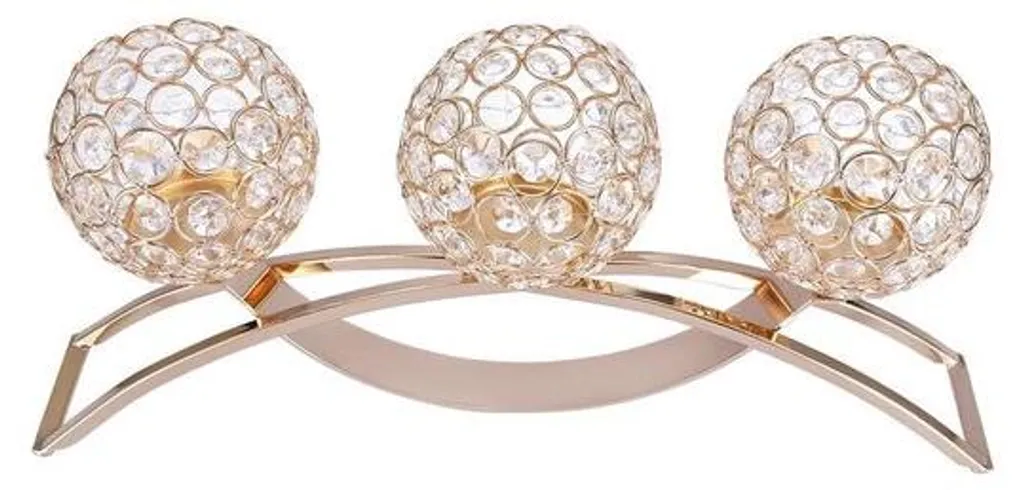 Candélabre 3 branches en cristal taillé, centre de table romantique
