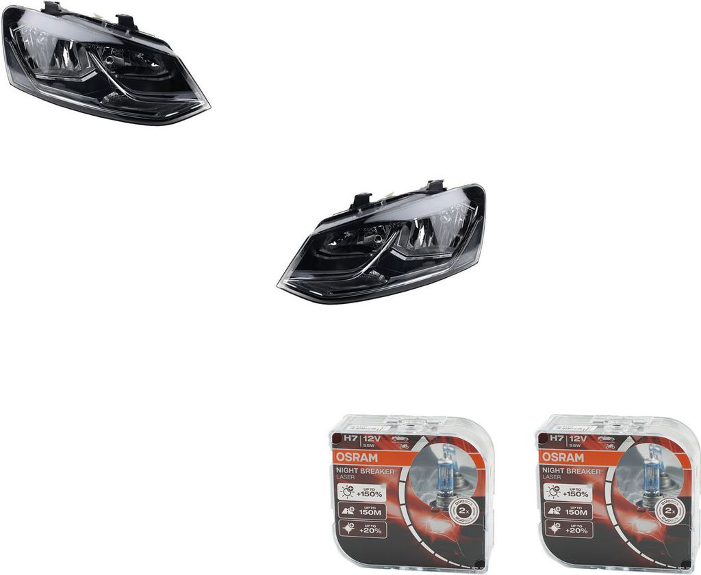 Johns, Scheinwerfer + Osram Night Breaker Laser passend für VW Polo 09 6R 04/14-Set L R 6C1941005 6C1941005B 6C1941006 6C1941006B