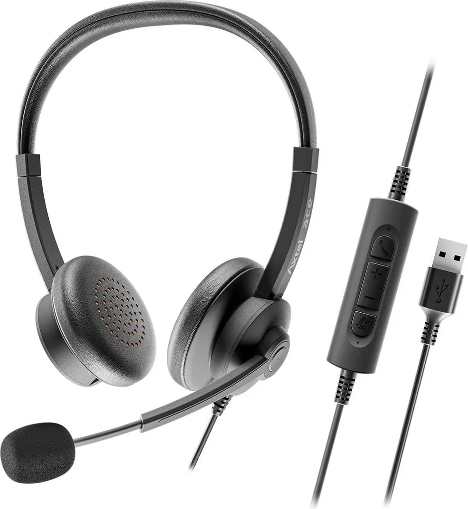 Casque de bureau Axtel AXH-ACEUCD avec micro antibruit et double prise USB