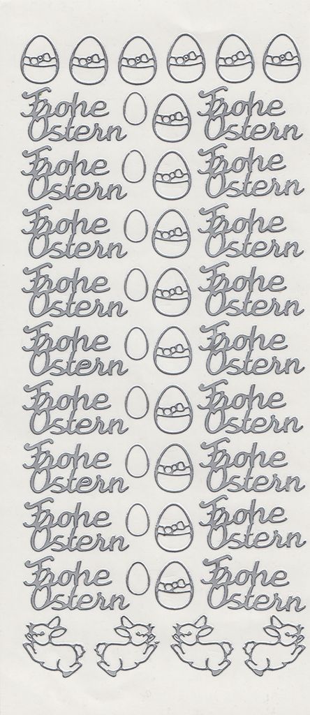 JEJE Reliefsticker Ostern 10x23 cm Osterdeko Bastelsticker Scrapbooking Silber