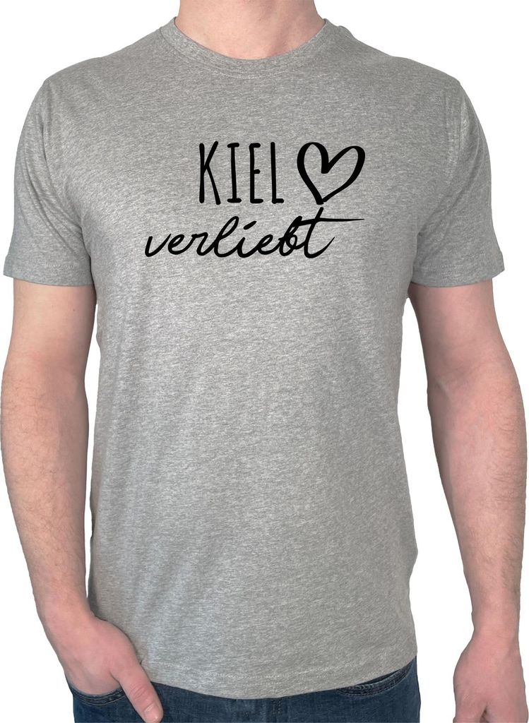 Huuraa Herren T-Shirt Kiel verliebt 3XL Sport Grey Bio Baumwolle Fairtrade Herrenshirt Geschenkidee