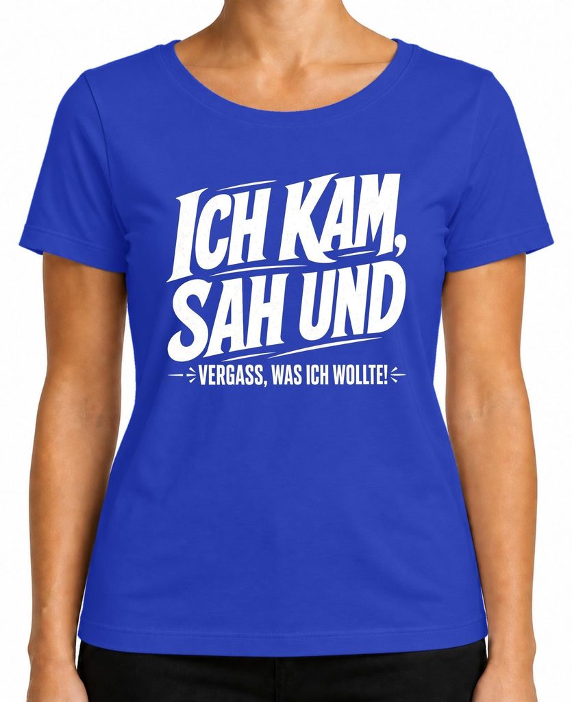 Camiseta para mujer con el texto: "Llegué, vi y olvidé lo Imagen del producto 