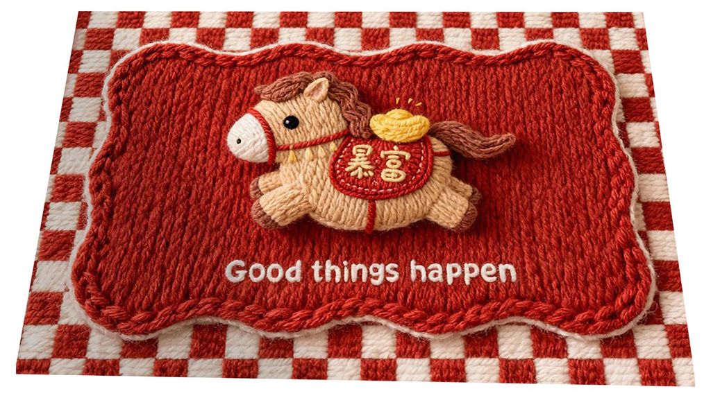 Roter Teppich zum Chinesischen Neujahr 2026 (Jahr des Pferdes) – Rutschfeste Duschmatte für Wohnzimmer, Eingangsbereich, Küche und Badezimmer