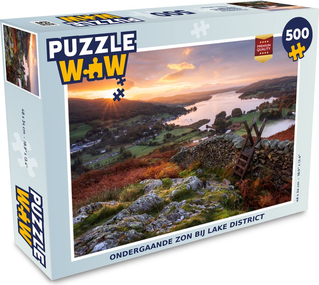 MuchoWow Puzzle 500 Teile Sonnenuntergang am Lake District - 500 Teile - Kinder - Selberbauen - Puzzlespiele