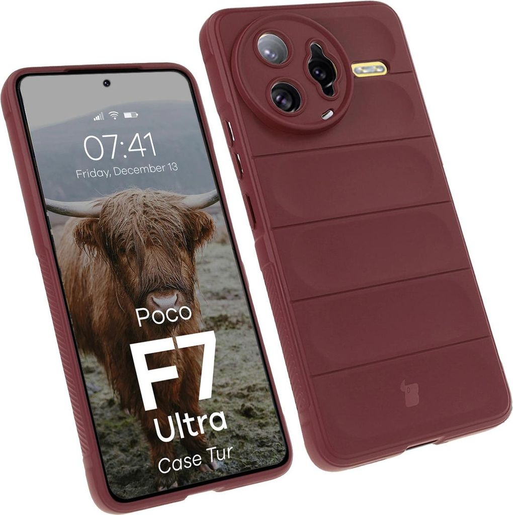 Robuste Handyhülle für Xiaomi Poco F7 Ultra, Bizon Case Tur, Burgunderrot