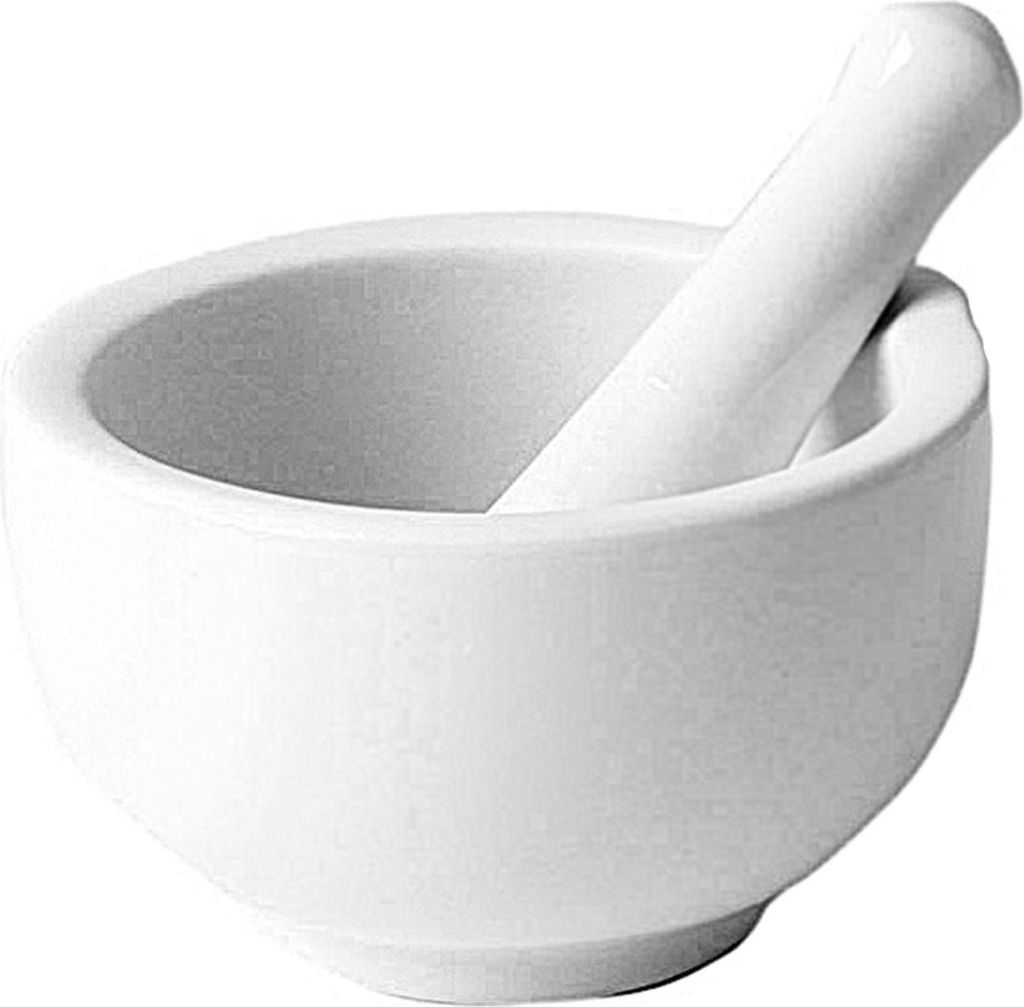 HIT Trading 23461435 Mörser mit Schale, aus Keramik, Ø 8 cm, weiß, 2-teilig (1 Set)