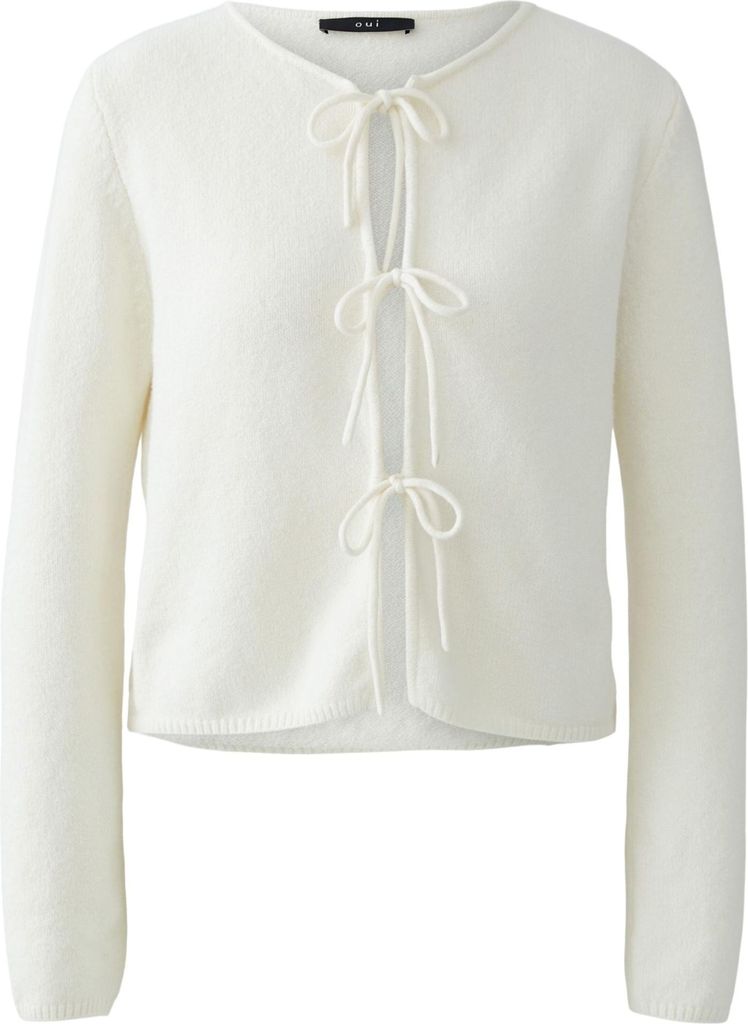 Oui Damen Jacke in gardenia, Größe 38, aus Baumwollmischung, schmal geschnitten, verkürzte Länge