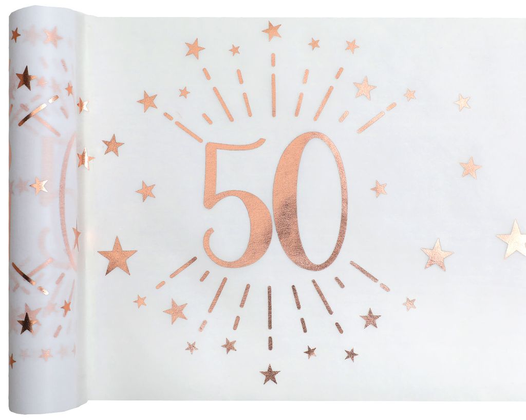 50. Geburtstag roségold Tischläufer 5 m x 30 cm Zahl 50 Produktbild 