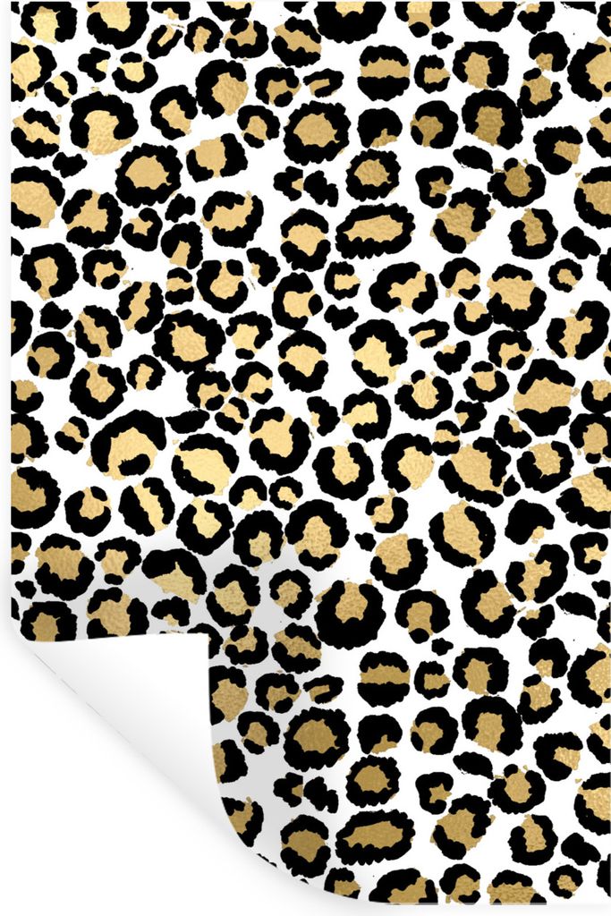MuchoWow Wandtattoo Wandsticker Wandaufkleber Muster - Pantherdruck - Gold 40x60 cm Selbstklebend und Repositionierbar - Wierderverwendbar - Selb...