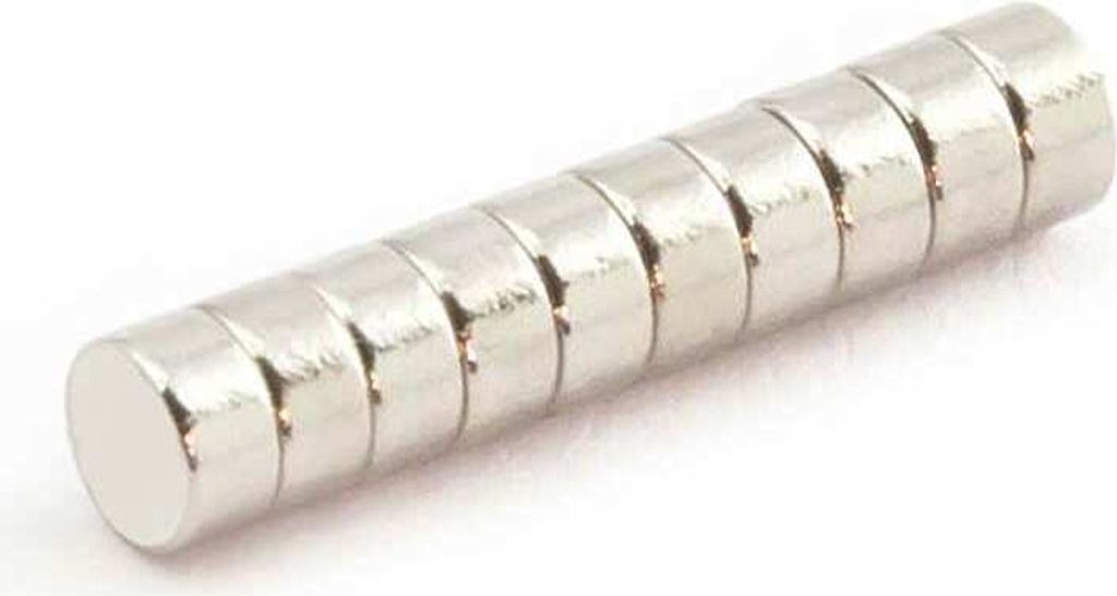 10 x Oblique Unique Neodym Magnet N38 ø 4 x 2 mm