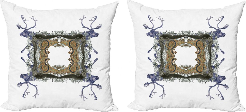 ABAKUHAUS viktorianisch Kissenbezug Set (2Stück), Hunter Wild Animals, doppelseitiges Digitaldruckdekor mit Reißverschluss, 50 cm, Violet Tan Perle
