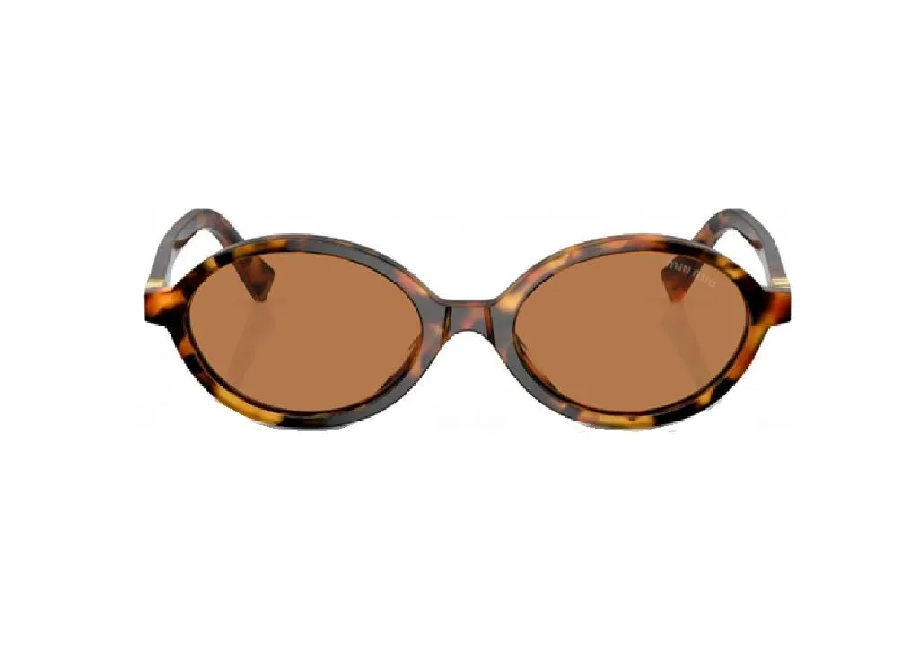Lunettes de soleil de luxe ovales Miu Miu pour femme en écaille brun