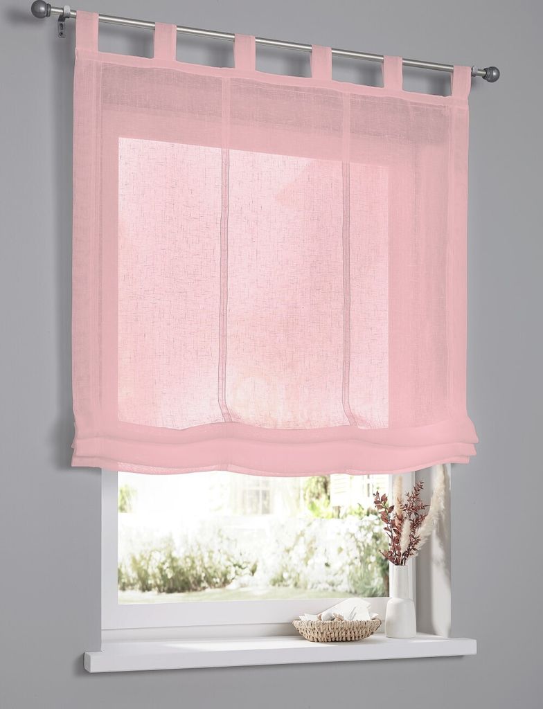Raffrollo / Schlaufenrollo Brondby für die Gardinenstange rose - Breite ca. 45 cm x Höhe ca. 140 cm