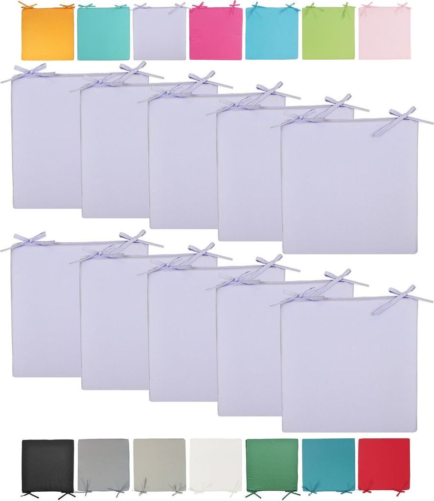 JACK Outdoor Stuhlkissen 40x40cm Lounge Kissen Auflage Wasserfest Sitzkissen Garten Lotus Effekt, Farbe:Flieder, Stückzahl:10x