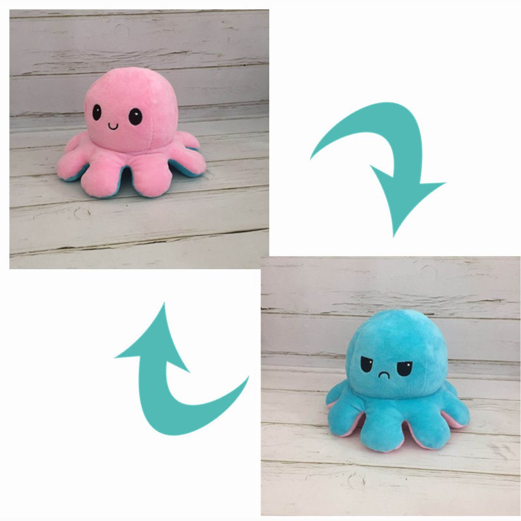 Plüsch Octopus Wende Oktopus Kuscheltier Stimmung Puppe Doppelseitig Geschenk 
