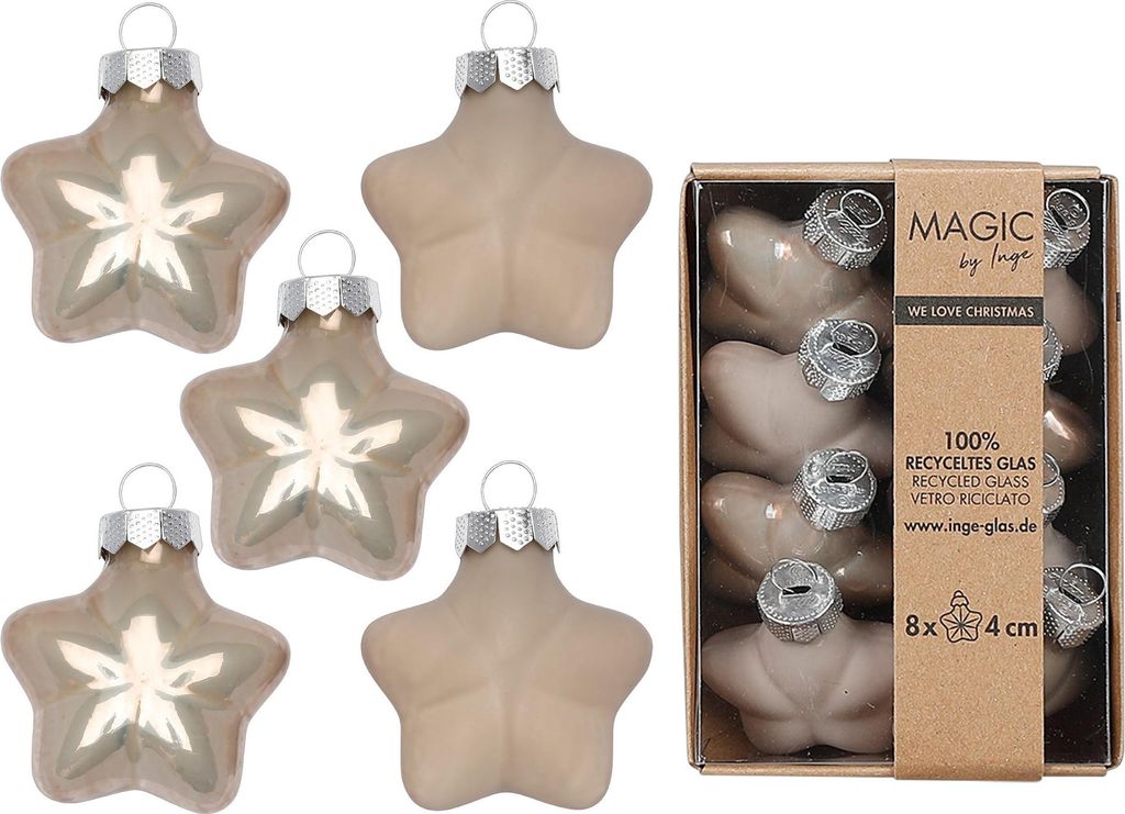 Christbaumschmuck Sterne 4cm Glas 8 Stück - Fine Alabaster Produktbild 