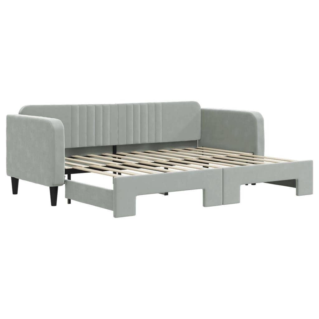vidaXL Tagesbett Ausziehbar Hellgrau 80x200 cm Samt