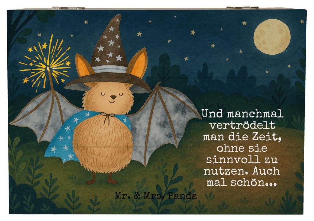 Mr. & Mrs. Panda Box Fledermaus Zauberer Design 22 x 15 cm - Weiß - Geschenk, schmuckkiste, Holzkiste mit Deckel, Lustige Sprüche, schmuckbox, Ho...