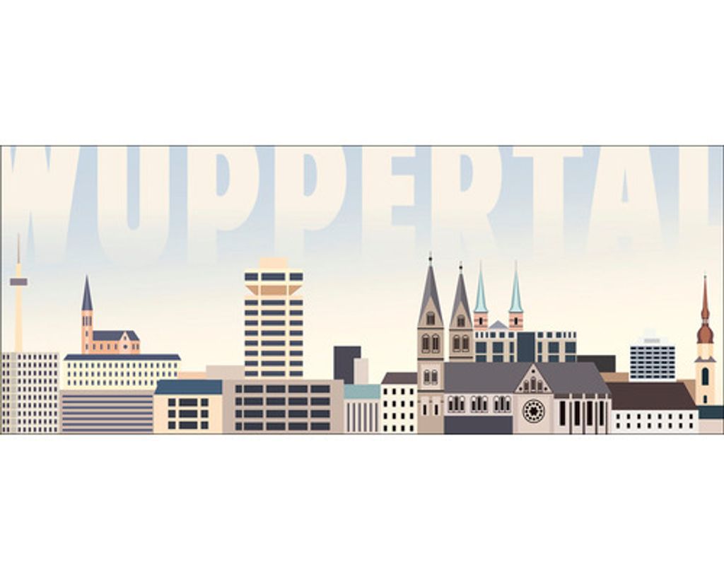 Glasbild Wuppertal Skyline Silhouette I 80x30 cm