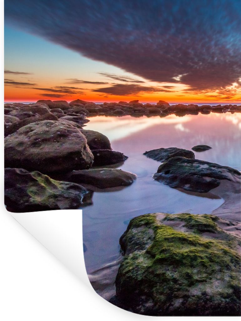MuchoWow Wandtattoo Wandsticker Wandaufkleber Felsen - Wasser - Natur 60x80 cm Selbstklebend und Repositionierbar - Repositionierbar - Wasser abw...