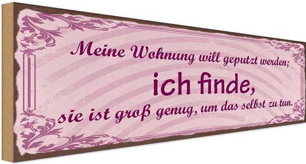 vianmo Holzschild 10x27 cm meine Wohnung will geputzt Dekoration