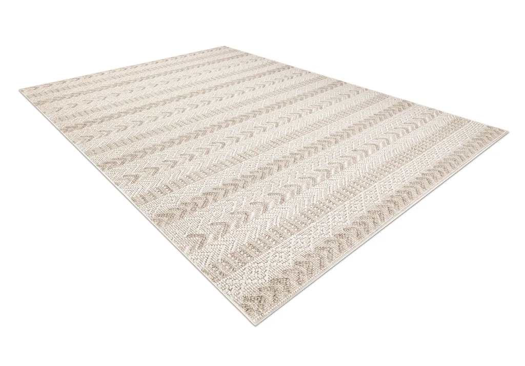 Tapis BOHO beige 80x150cm - Moquette structurée bouclée à chevrons - 3