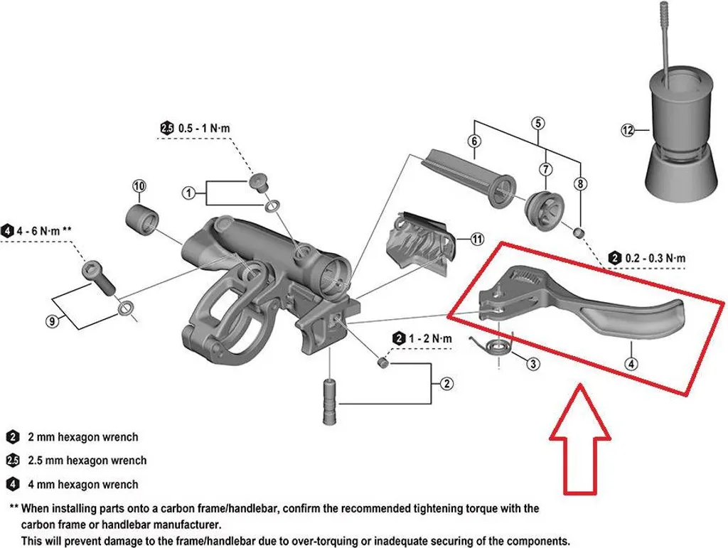 Levier SHIMANO BL-M9220 droit ergonomique pour freinage hydraulique