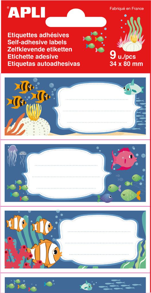 APLI Buchetiketten "Meeresgrund" 36 x 81 mm 3 Blatt à 3 Etiketten