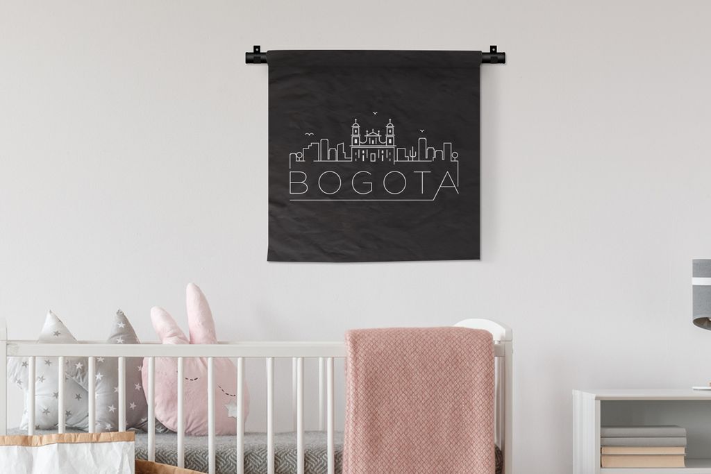 MuchoWow Wandteppich Wandbehang Skyline "Bogota" schwarz 60x60 cm Tapisserie Dekoration Wandtuch - Dekorationen - Wand Decke