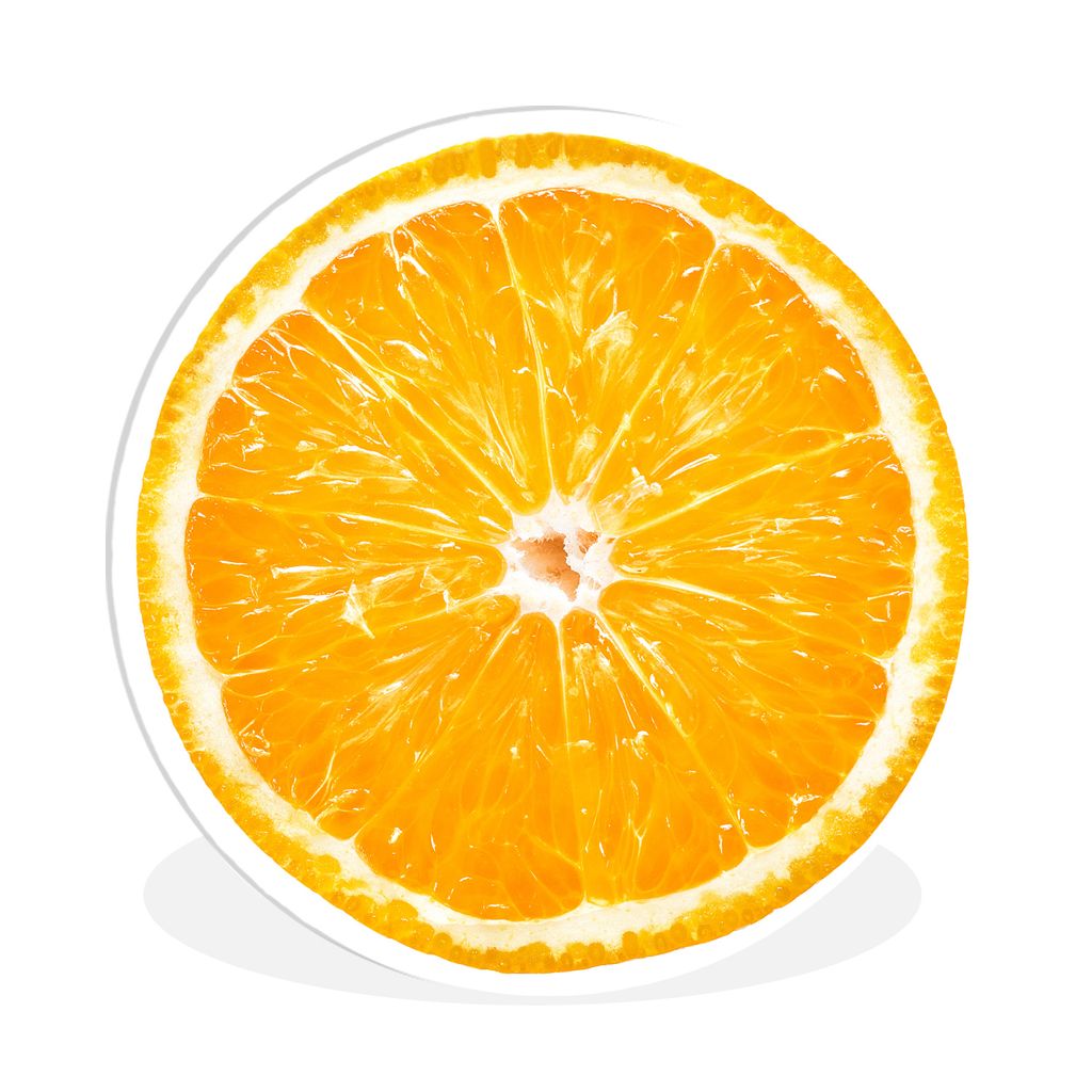 MuchoWow Rundes Wandbild - Runde Bilder Orange - Obst - Weiß Ø 90 cm Kreis Wanddekoration Kunststoff - Wandkreis - Wandschmuck - Wand-Kreis - W...