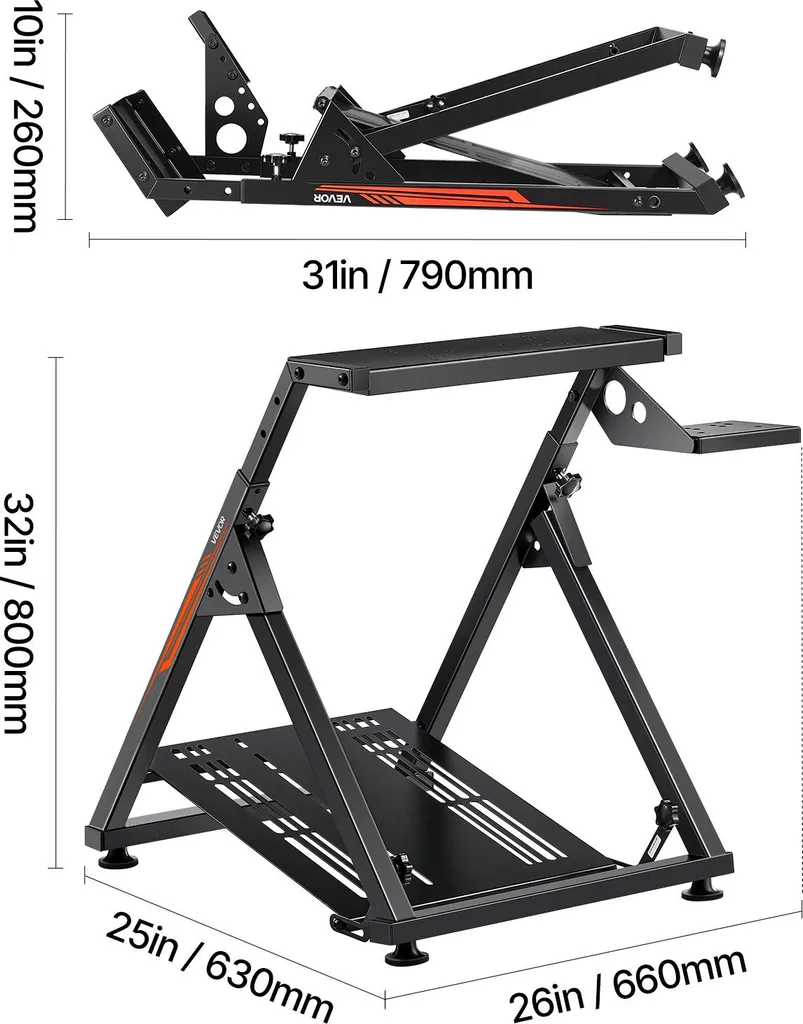 VEVOR Support de Volant de Course G923 G29 G27 pliable pour Thrustmaster - 8