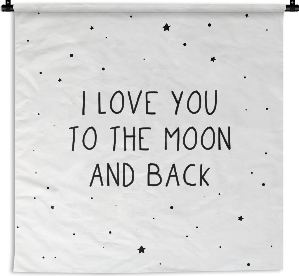 MuchoWow Wandteppich Wandbehang Zitate - Ich liebe dich bis zum Mond und zurück - Baby - Liebe - Sprichwörter 120x120 cm Tapisserie Dekoration ...