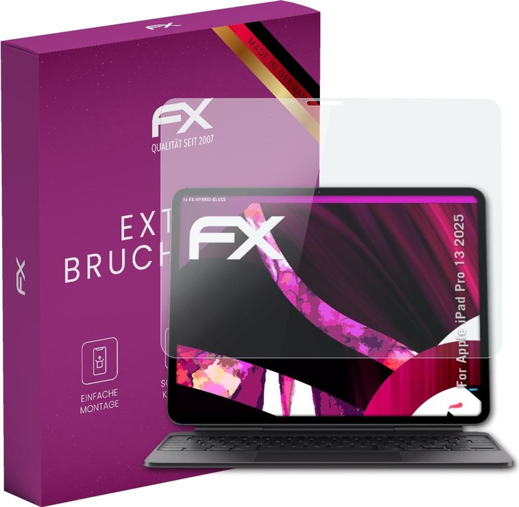 atFoliX FX-Hybrid-Glass Displayfolie kompatibel mit Apple iPad Pro 13 (2025) Glasfolie