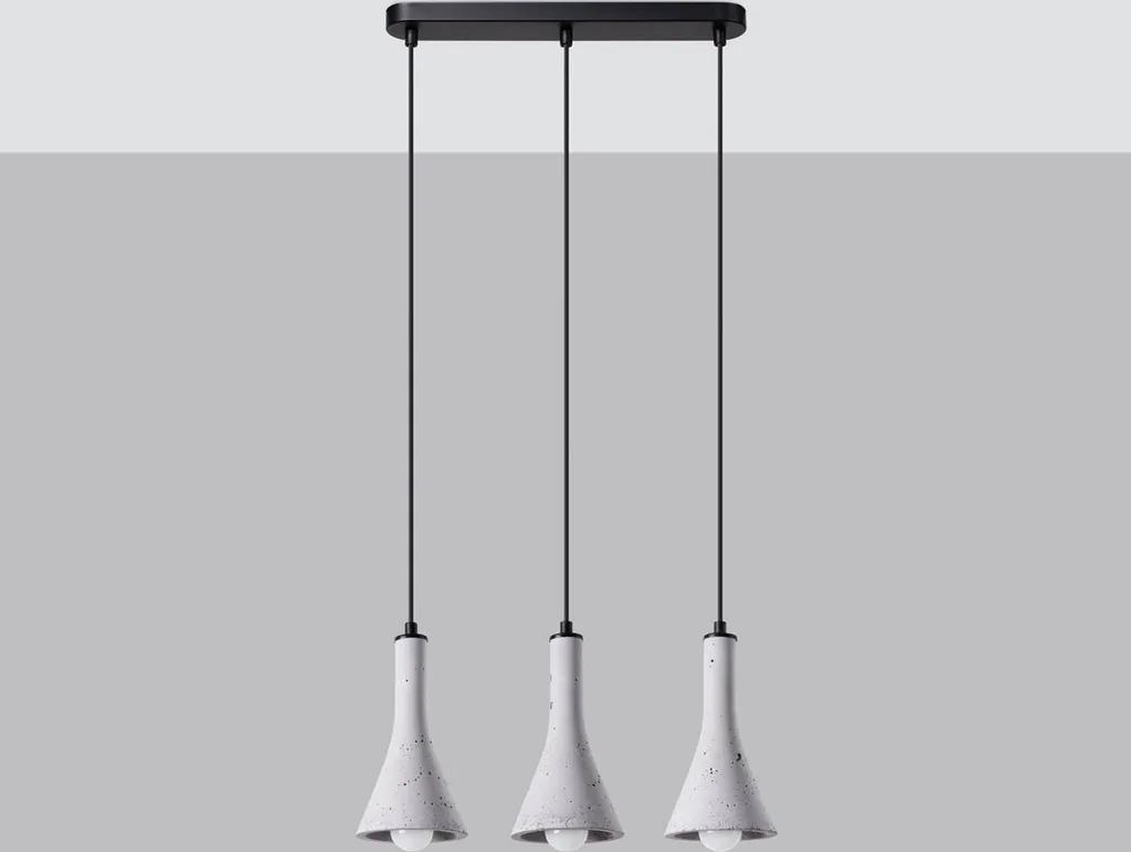 Suspension béton grise REA 110cm design minimaliste 3 sources E14 - 9