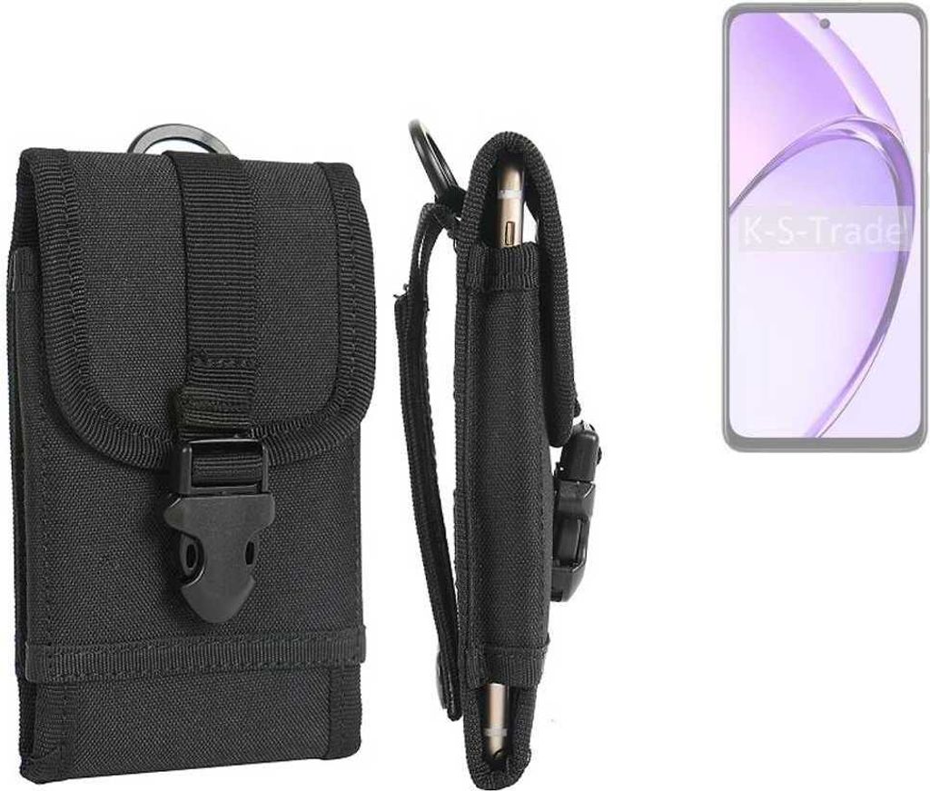 K-S-Trade Holster Handy Hülle kompatibel mit Oppo A80 5G Holster Handytasche Gürtel Tasche Schutz Hülle Robust Outdoor schwarz