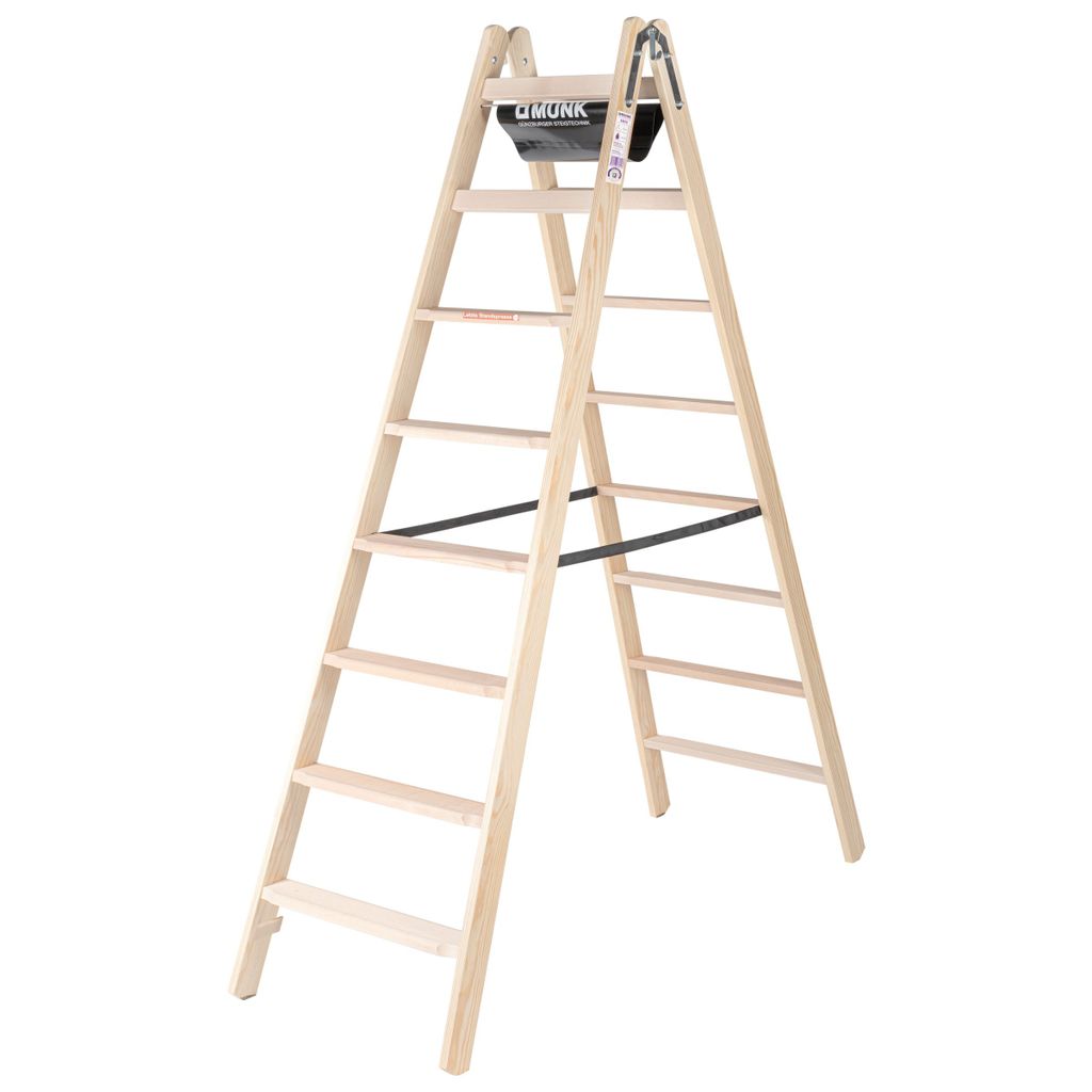 MUNK Stehleiter Holz 33816 beidseitig 2x8Stufen