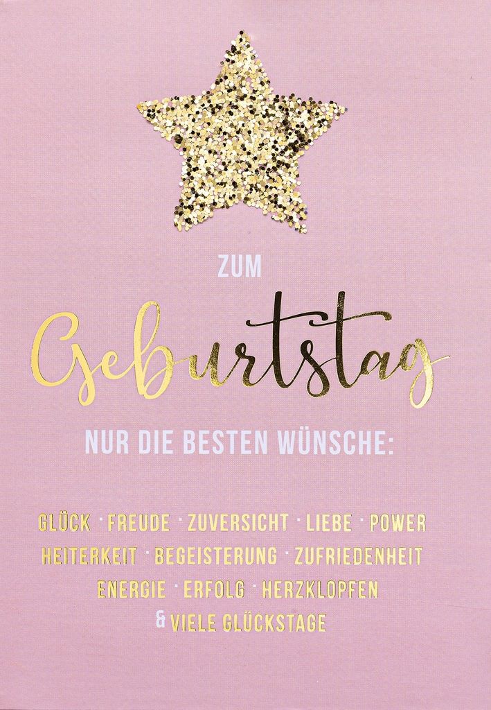 Geburtstag Bling Bling Glückwunschkarte im Format 115x17cm mit Umsch