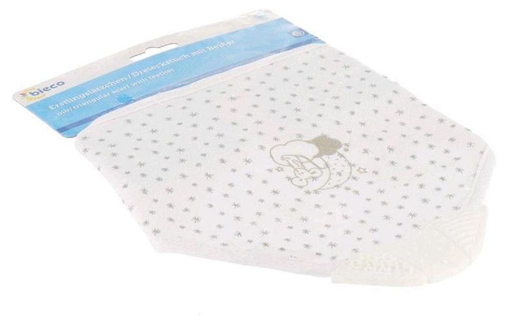 Bieco Baby Dreieckstuch Mäuschen weiß mit Beißer Produktbild 