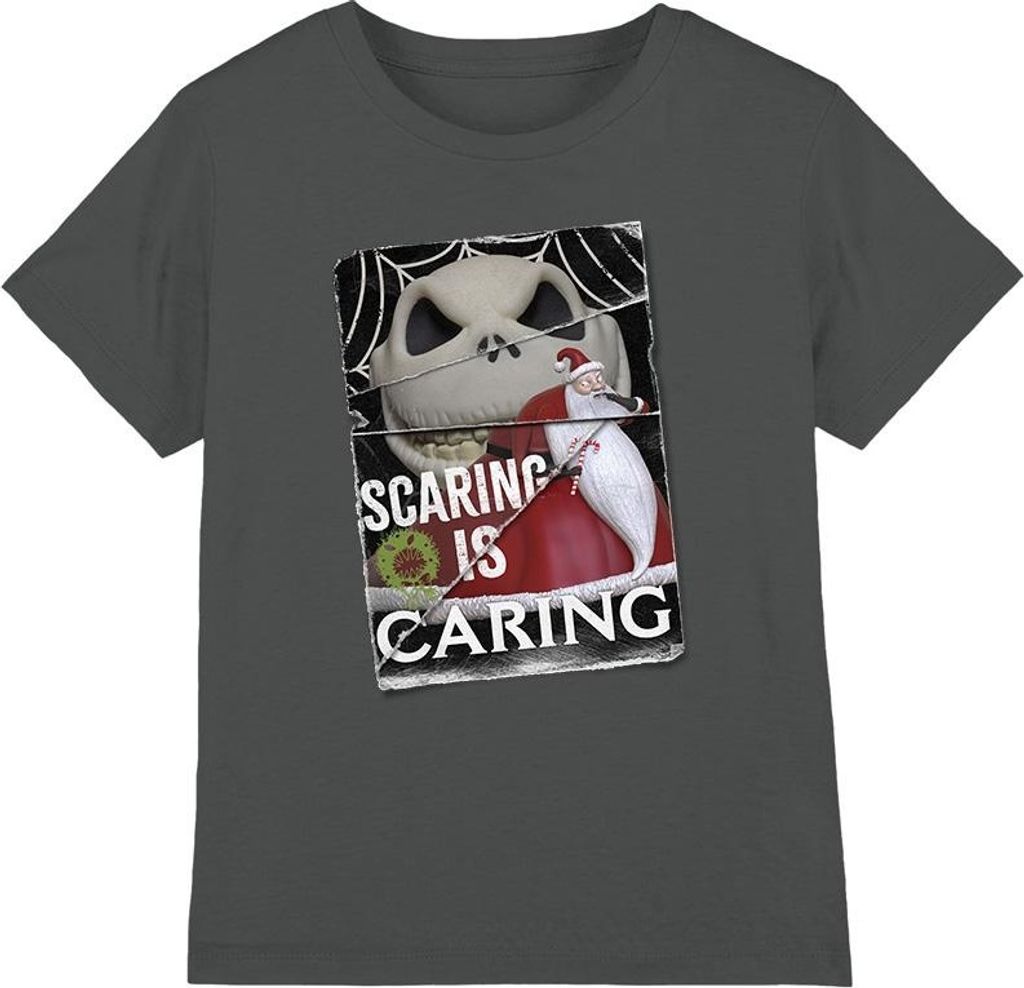 The Nightmare Before Christmas - "Scaring Is Caring" T-Shirt für Kinder TV3221 (104) (Holzkohle)