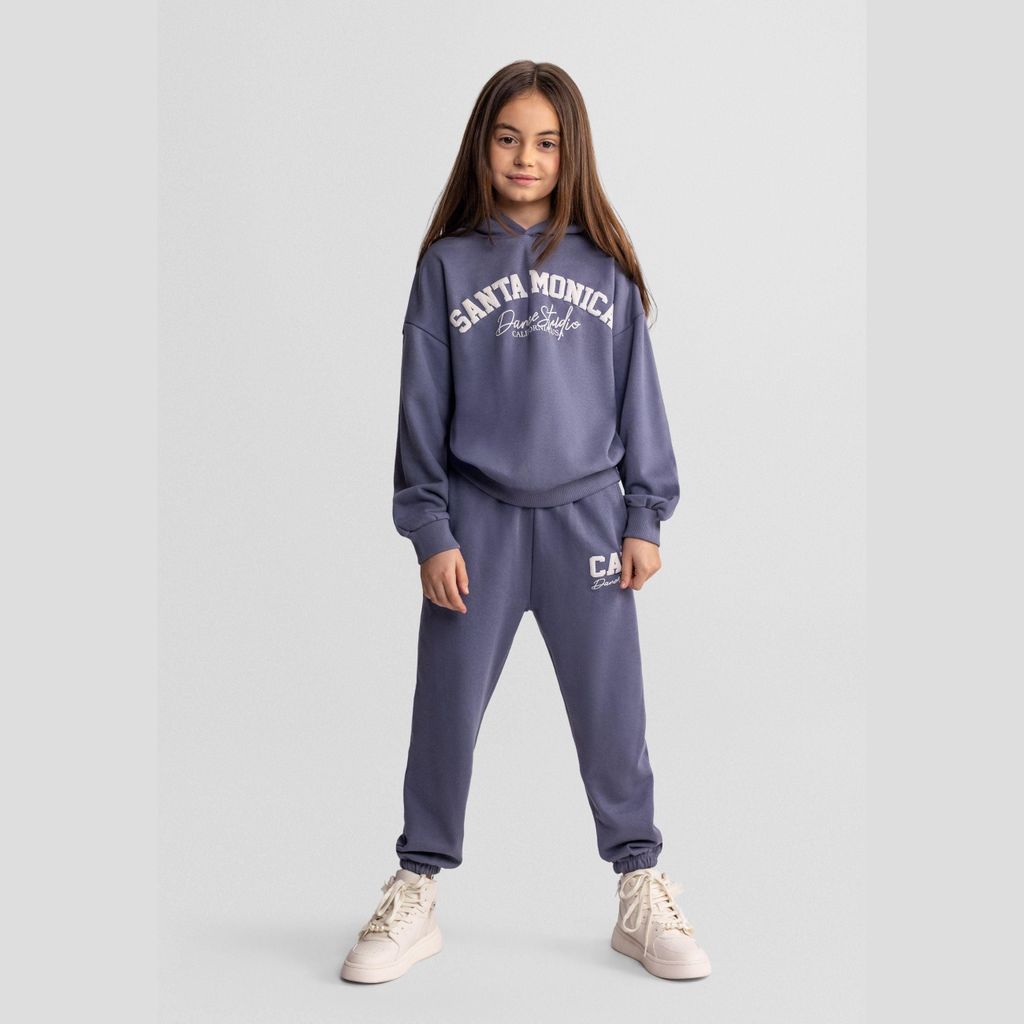 Minoti Jogginghose Baumwolle Kapuze Blaugrau Gr. 152 für Mädchen
