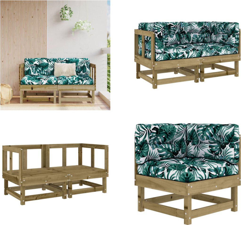 vidaXL Ecksofas mit Kissen 2 Stk. Kiefernholz Imprägniert - Ecksofa - Ecksofas - Gartensofa - Outdoor Sofa