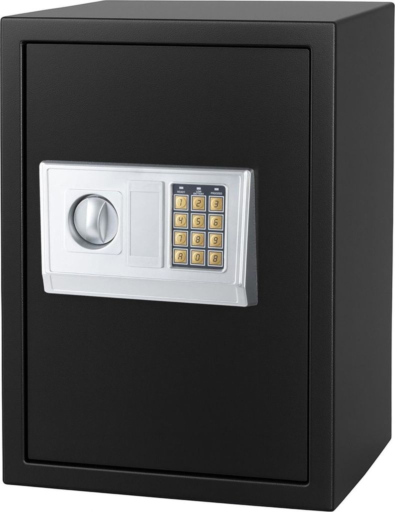 Digitaler Safe 43L | Elektronischer Tresor mit Zahlenschloss | Stahlschrank zur Aufbewahrung von Dokumenten, Wertsachen & Gadgets | Schwarz 34,3x30...