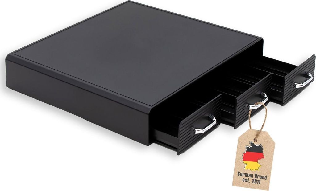 Intirilife Kaffee Kapselhalter mit 3 Schubladen in Schwarz Produktbild 