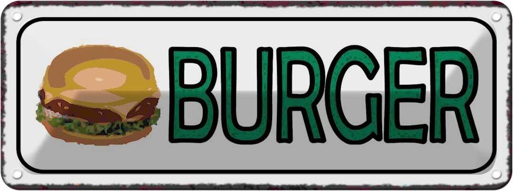 vianmo Blechschild 10x27 cm Burger Fast Food Essen Trinken