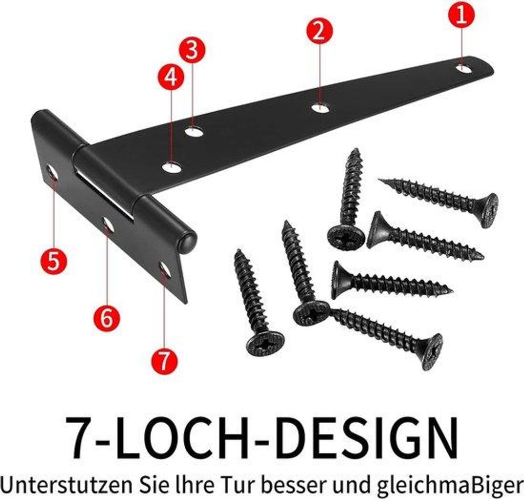 Gartentore-Scharniere - T-förmig - Hochwertige Gartentürbeschläge - Stahl - Kugellagerte - Klappbare - Gartentore - Schuppentüren - Schiebelauf...