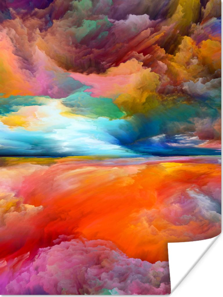 MuchoWow Poster Gemälde - Ölgemälde - Abstrakt - Wolken 60x80 cm - Schlafzimmer Dekoration