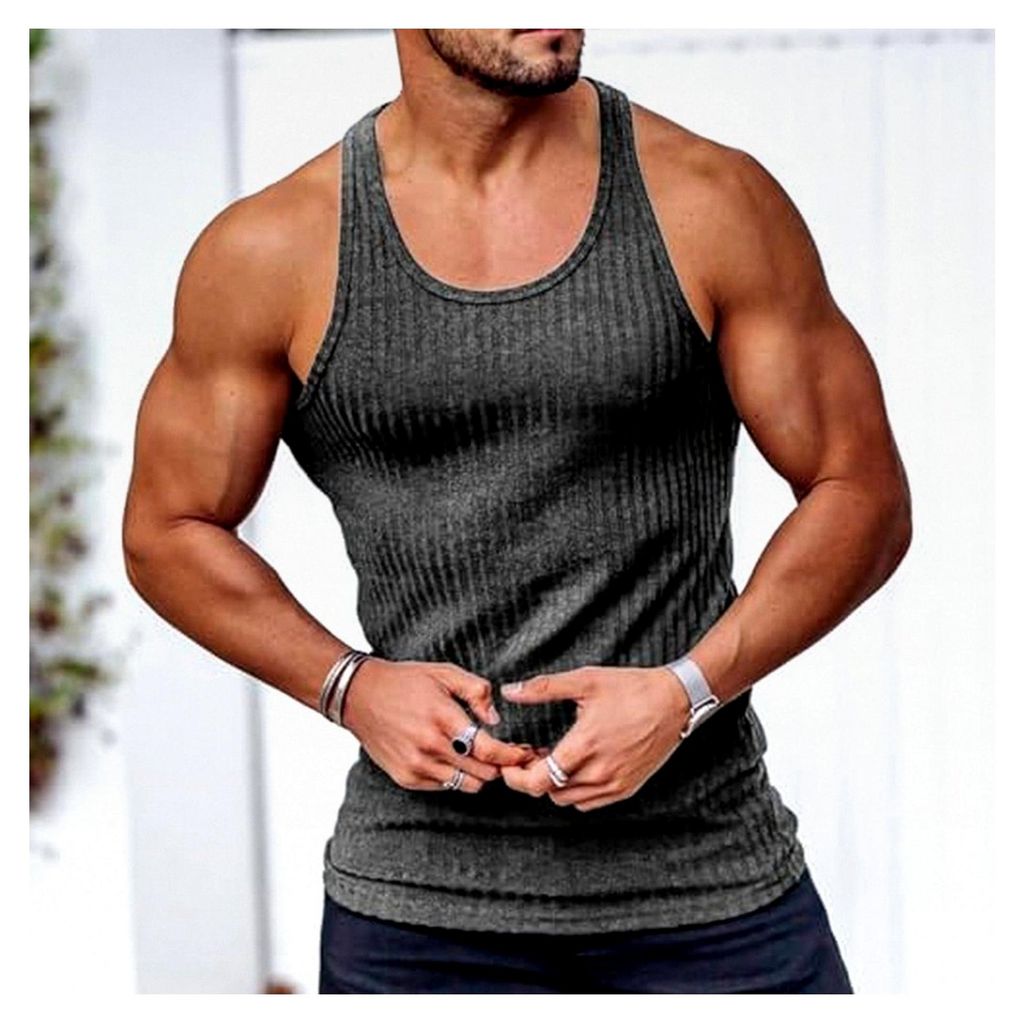 Herren Tanktop Sport Gym Ärmelloses Shirt Bequeme Unterhemden Workout Fitness T-Shirt Trägershirt Bodybuilding Muskelshirts Slim Fit Achselshirt