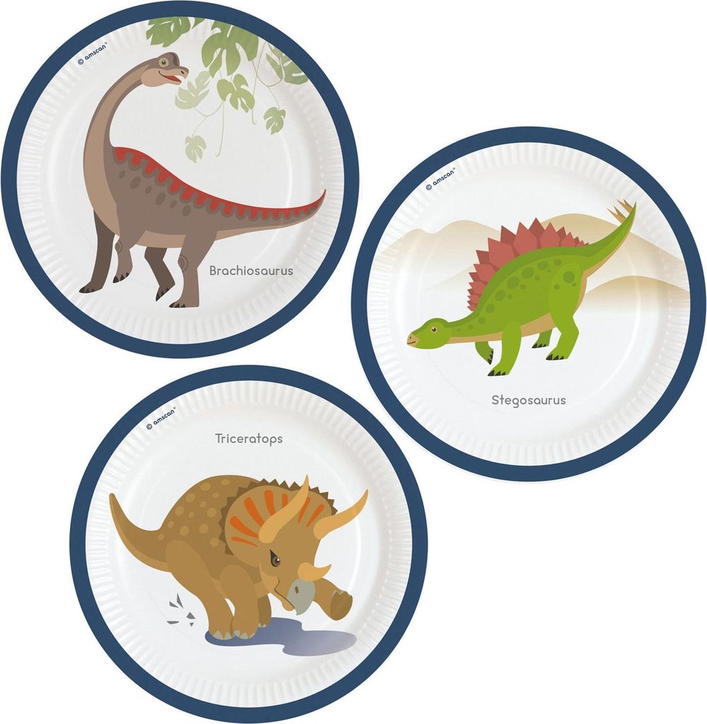 AMSCAN 8 Teller Happy Dinosaur 23Cm 0 0 0