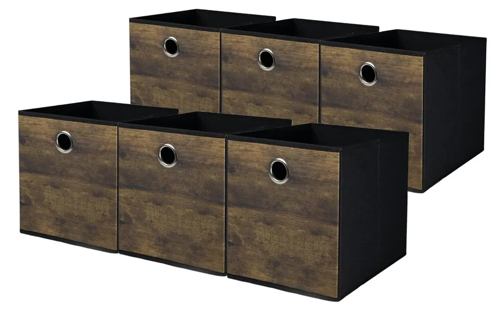 Cube de rangement effet bois boîte en tissu épais pliable 30x30x30 cm