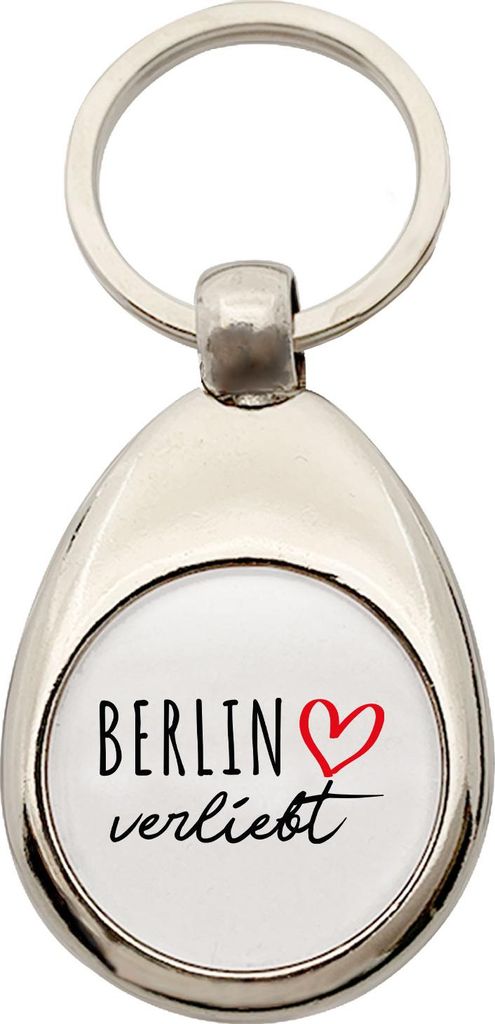 Huuraa Schlüsselanhänger Berlin verliebt Metall Schlüsselring Einkaufswagenchip Geschenkidee